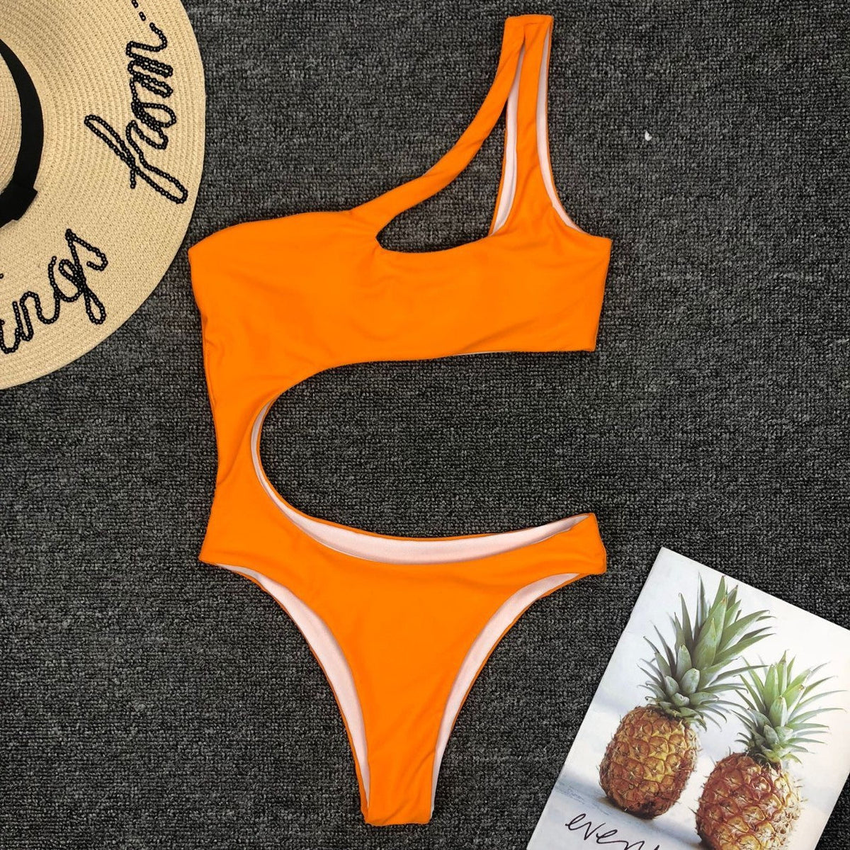 2025 Sexy One shoulder Female Swimwear One piece swimsuit Women Monokini Bather Trikini High cut Out Bathing suit Swim Bodysuit