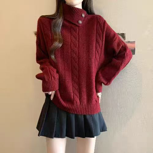 Women's Premium Cable Knit Irregular Lapel Sweater