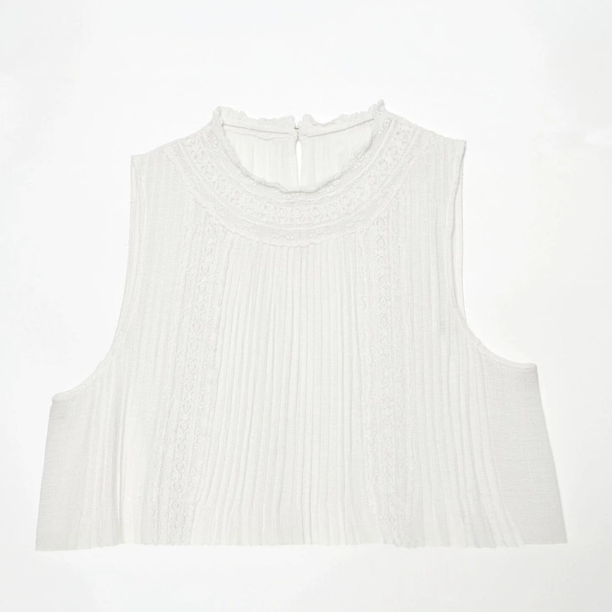 Skirt style pleated sleeveless round neck shirt for women