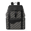 Christian Dior Oblique Jacquard Grained Calfskin Saddle Backpack With Flap