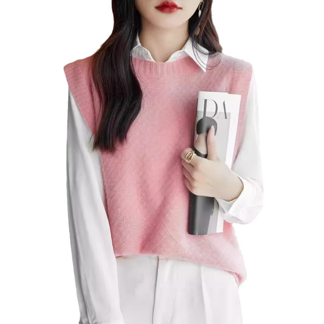 Women's Seamless Knit Vest Lightweight Crew Neck Sleeveless Sweater Camisole