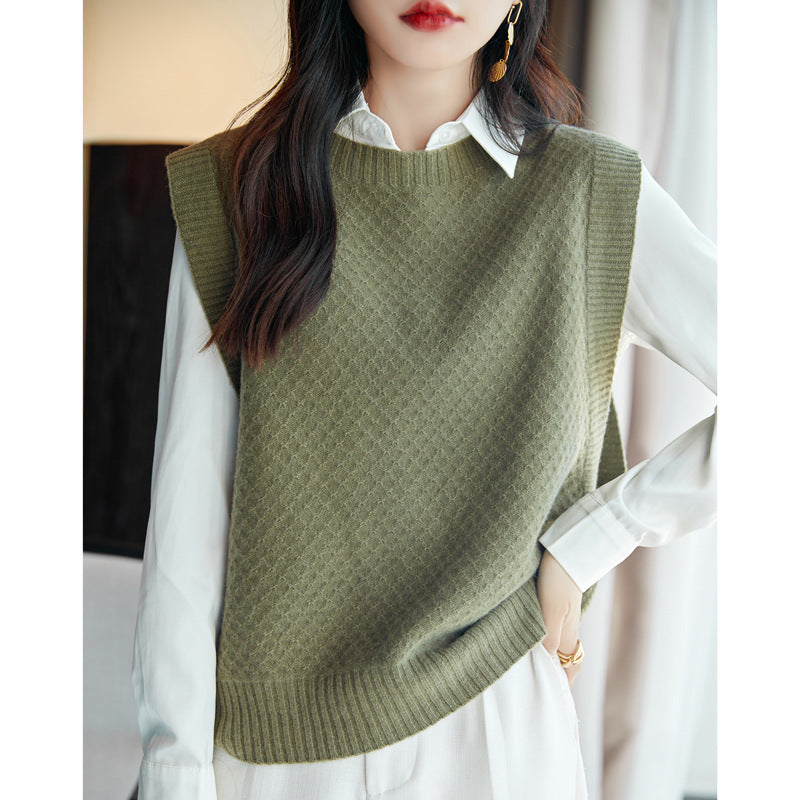 Women's Seamless Knit Vest Lightweight Crew Neck Sleeveless Sweater Camisole