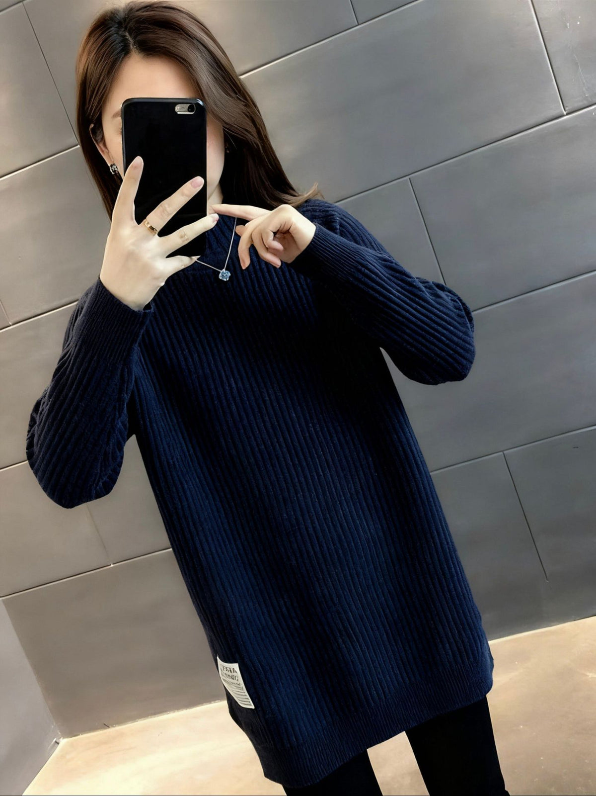 Style Mid-Length Thick Knit Sweater for Women