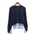 Round neck patchwork shirt sweater
