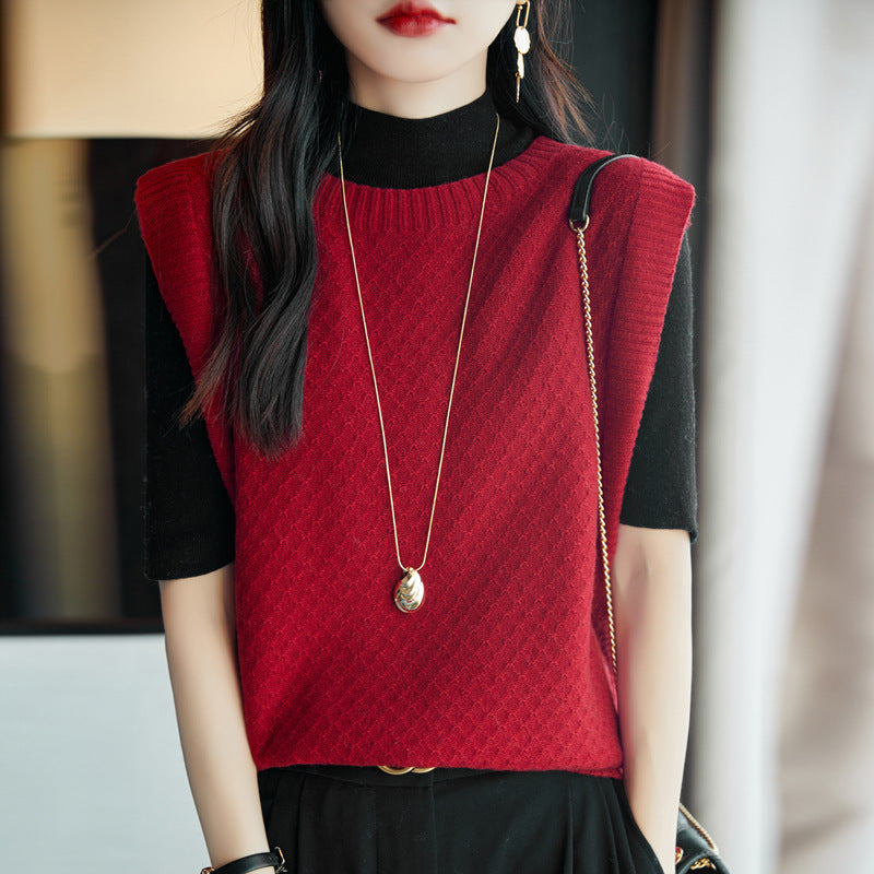 Women's Seamless Knit Vest Lightweight Crew Neck Sleeveless Sweater Camisole