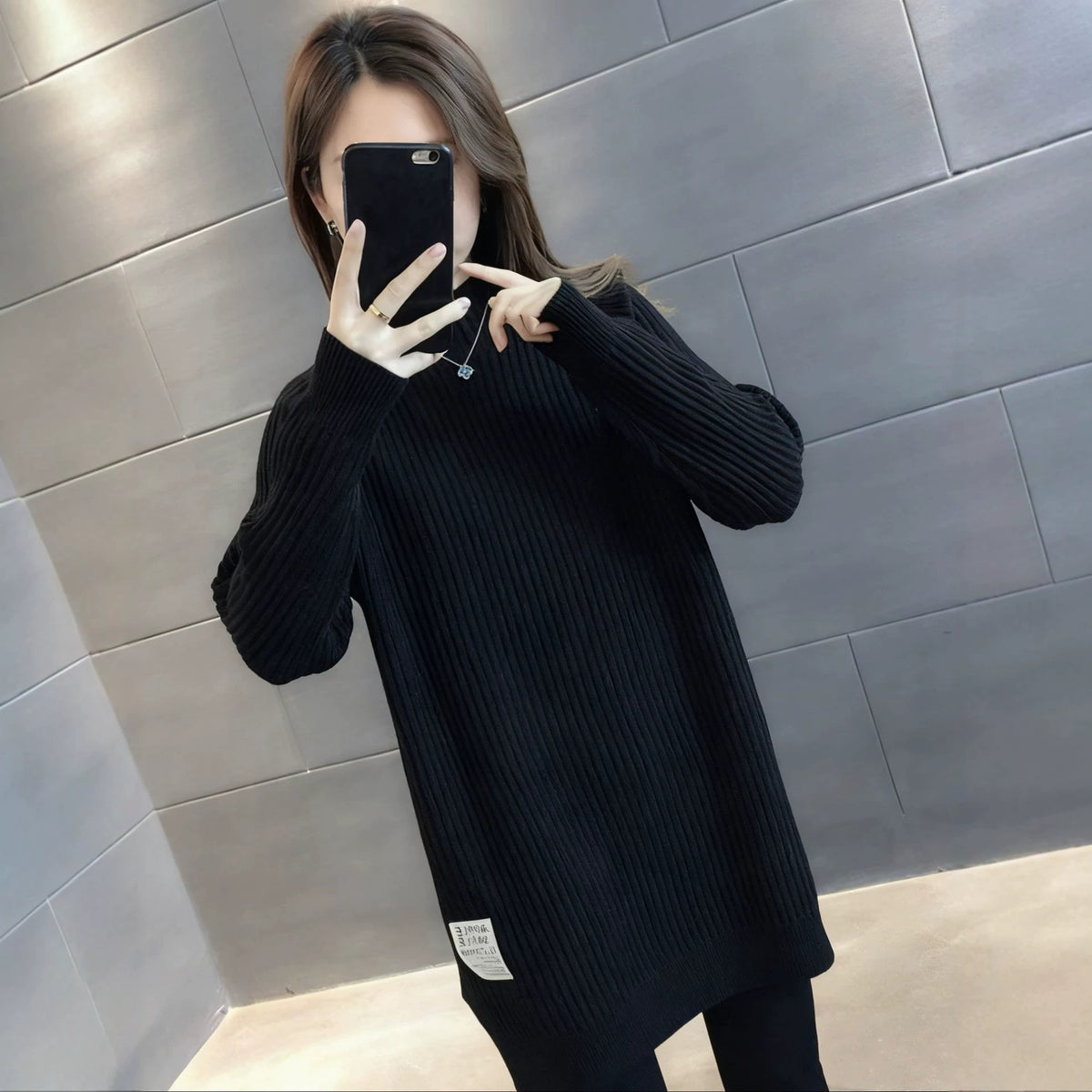 Style Mid-Length Thick Knit Sweater for Women