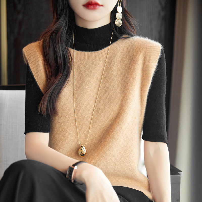 Women's Seamless Knit Vest Lightweight Crew Neck Sleeveless Sweater Camisole
