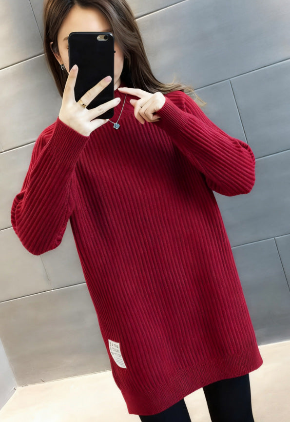 Style Mid-Length Thick Knit Sweater for Women