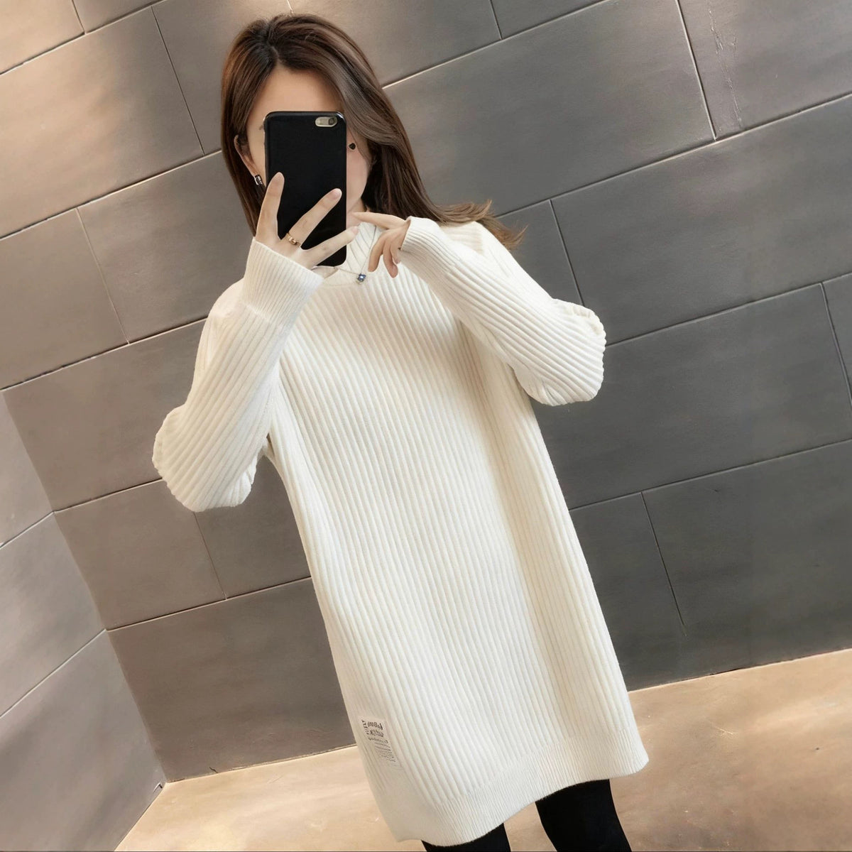 Style Mid-Length Thick Knit Sweater for Women