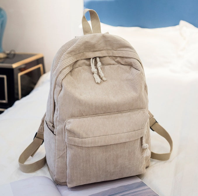 Etsy Cross-border Cute Corduroy Large Capacity Backpack with Adhesive for Letters, Kids and Students School Bag