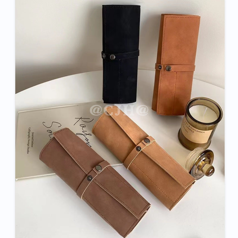 Wristband Storage Bag, Portable Korean-Style Matte PU Roll-Up Case for iWatch Watch Organizer Pouch