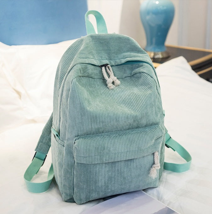 Etsy Cross-border Cute Corduroy Large Capacity Backpack with Adhesive for Letters, Kids and Students School Bag