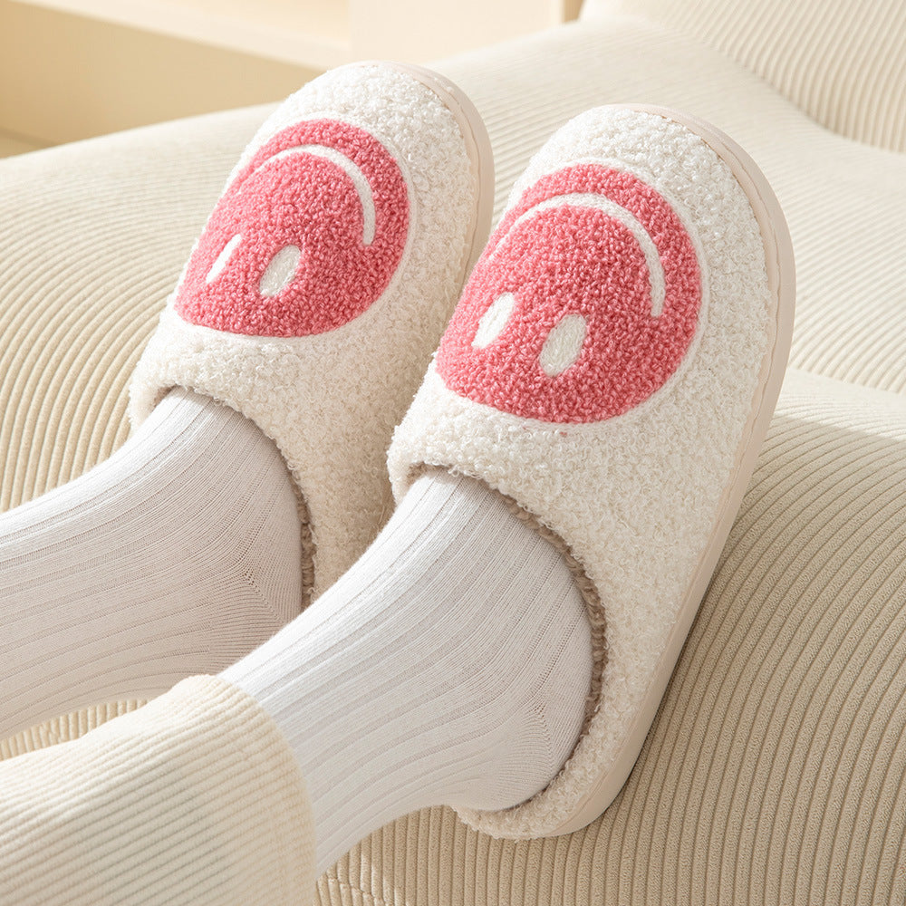Winter Cute Cartoon Smile Flannel Slippers Wholesale Home Fuzzy Slippers