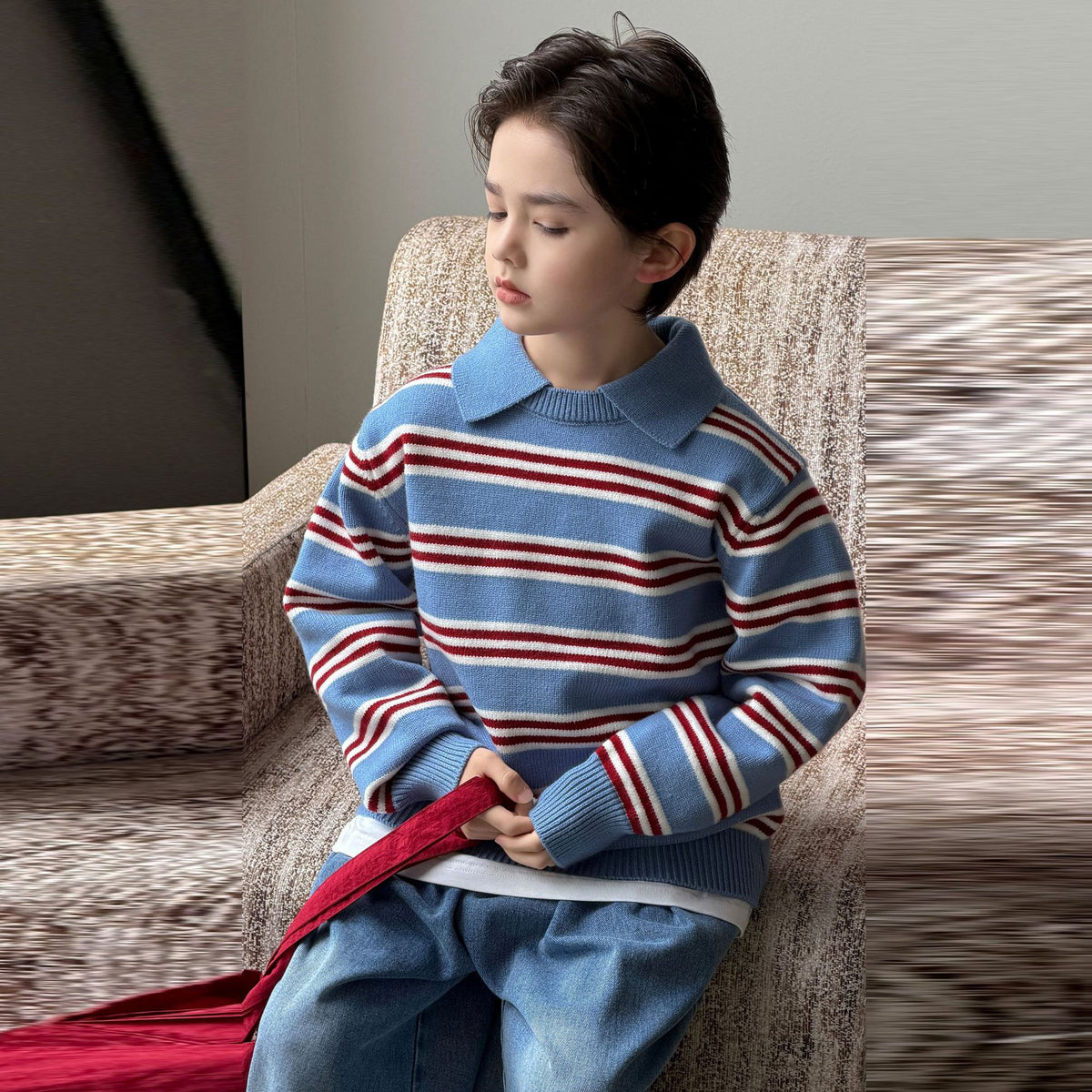 Boys' Stylish Casual Long Sleeve Knit Sweater