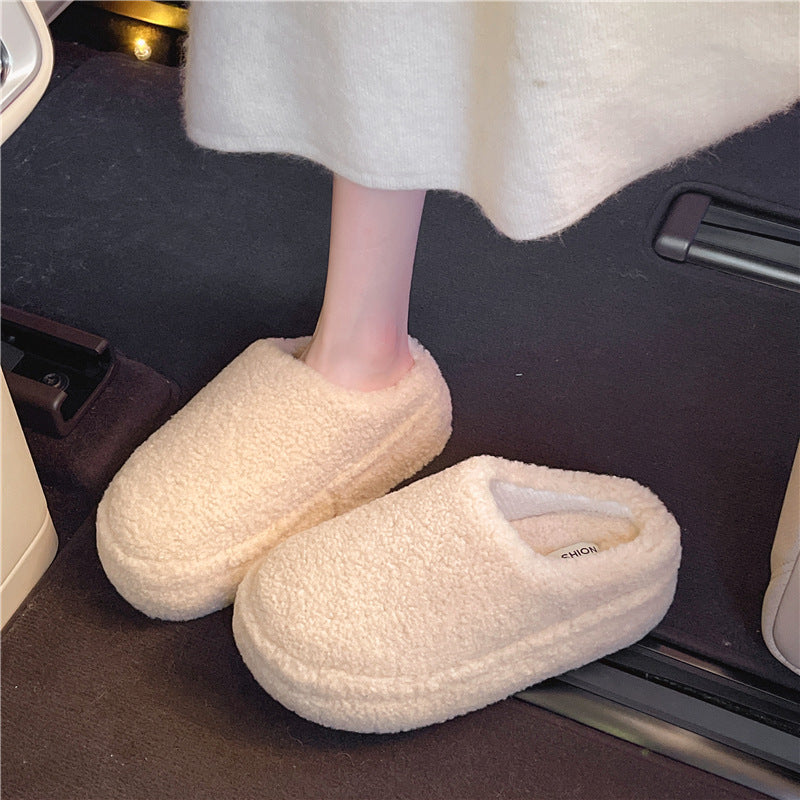 Flat bottomed velvet toe half slippers