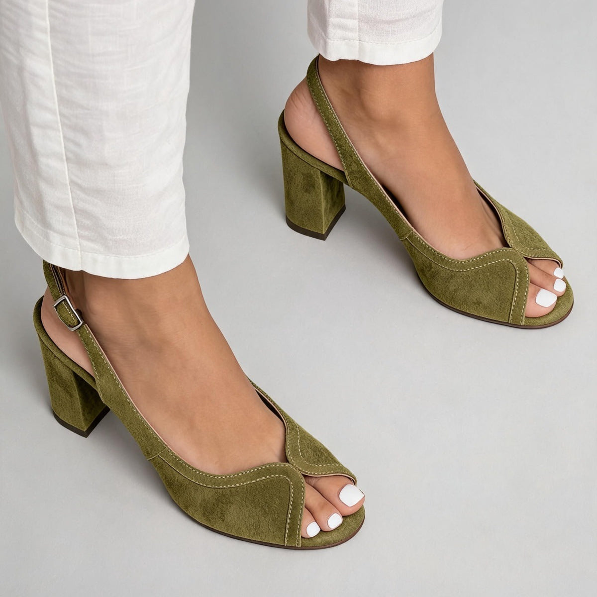 Made to order ships in 3–5 days Coarse heeled women's shoes high heels fish mouth empty back simple sandals for women