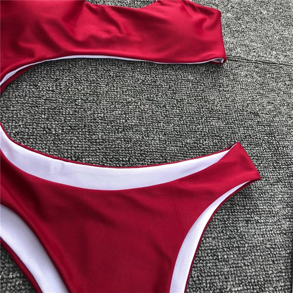 2025 Sexy One shoulder Female Swimwear One piece swimsuit Women Monokini Bather Trikini High cut Out Bathing suit Swim Bodysuit