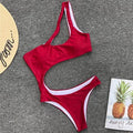 2025 Sexy One shoulder Female Swimwear One piece swimsuit Women Monokini Bather Trikini High cut Out Bathing suit Swim Bodysuit