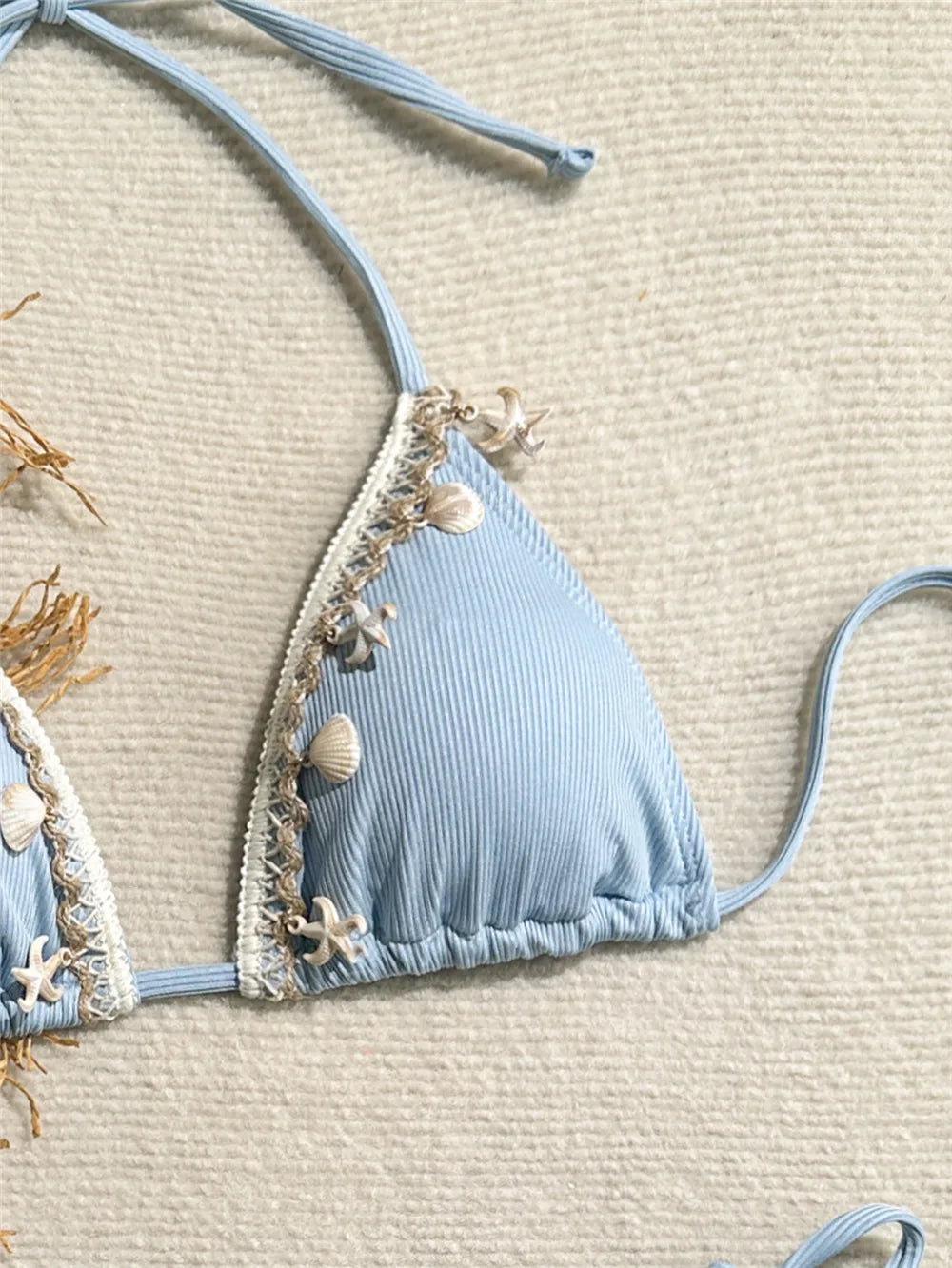 Shell Decoration Swimwear String Halter Bikinis Sets Micro Thong Sexy Swimsuit Women 2026 Bathing Suit Purple Triangle Bikini