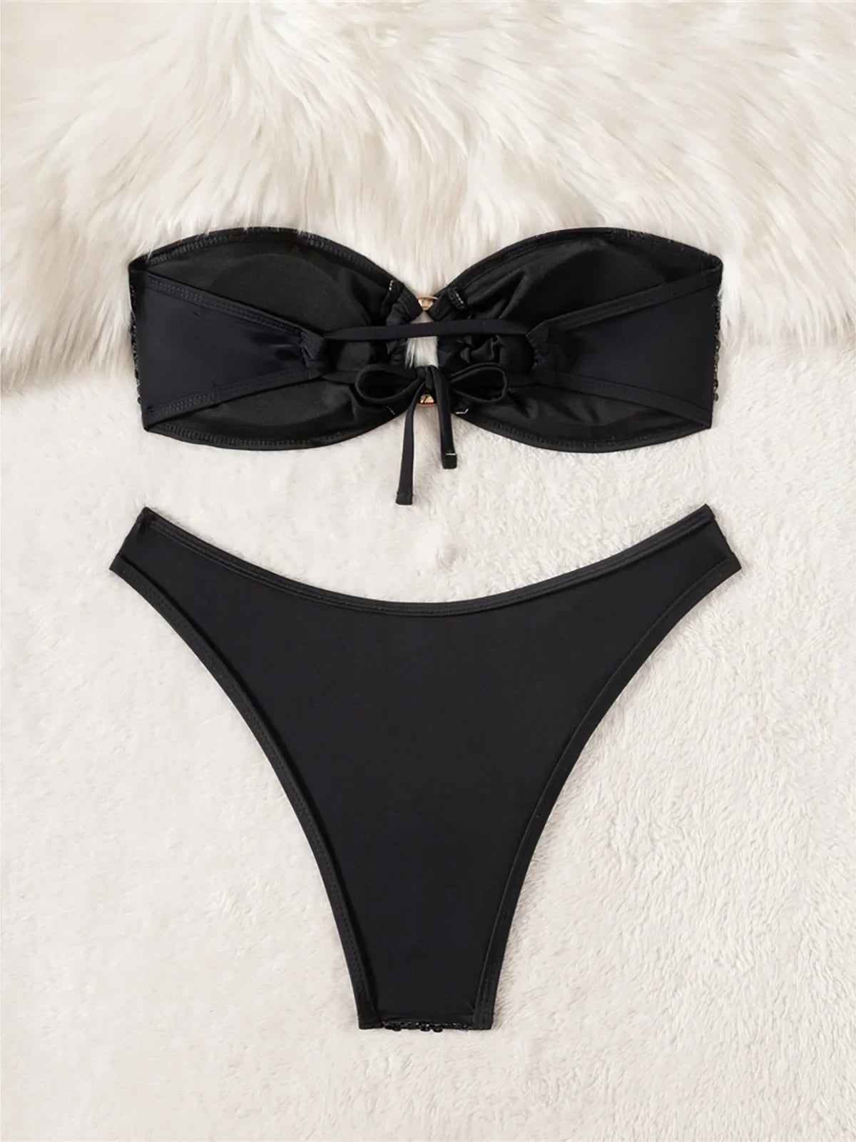 Sequins Shiny Bling Bandeau Bikini Female Swimsuit Women Swimwear Two-pieces Bikini set Brazilian Bather Bathing Suit Swim K7311