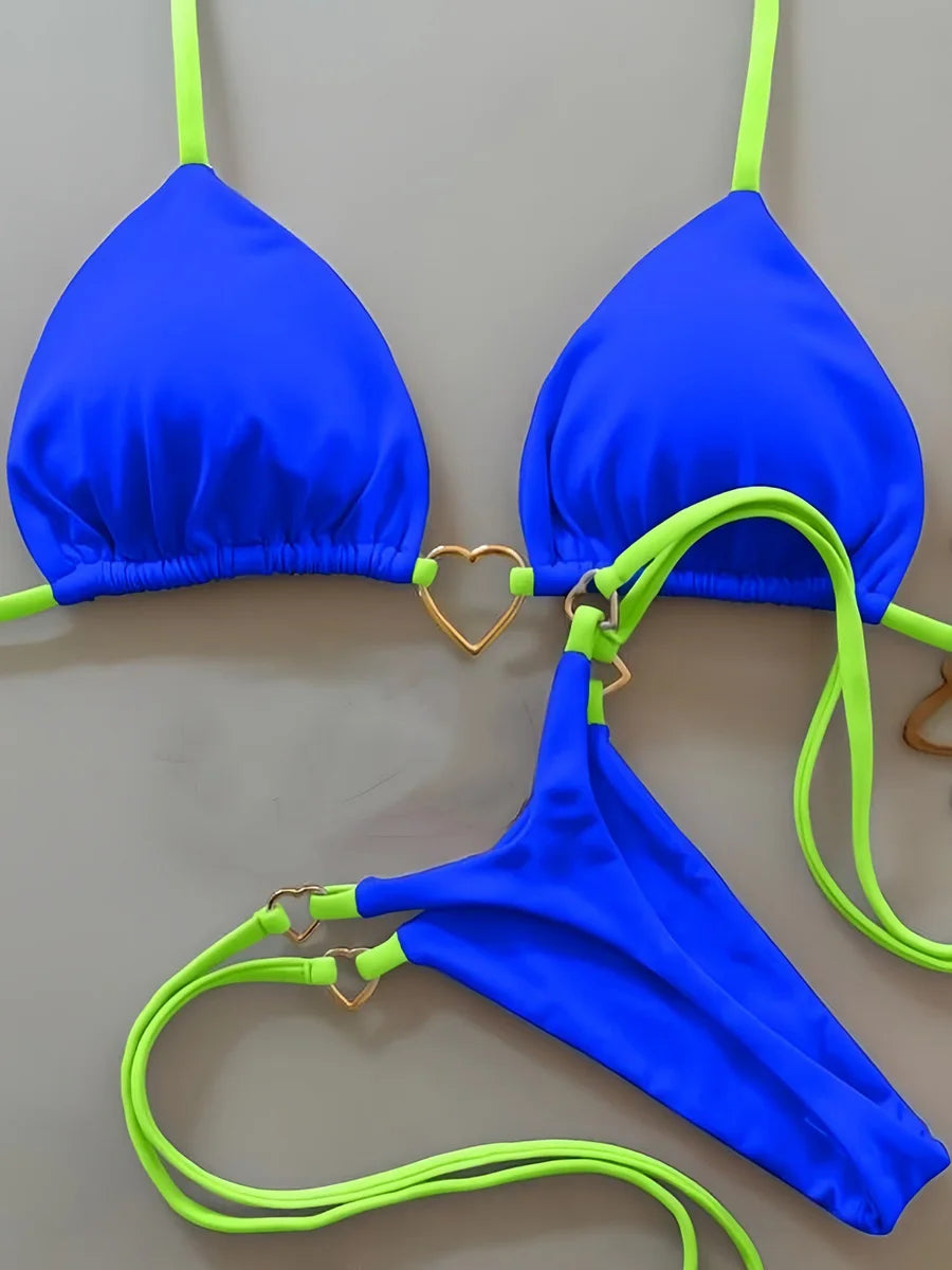 Heart-shaped Halter Micro Thong Bikini Female Swimsuit Women Swimwear Two-pieces Bikini Set Brazilian Bather Bathing Suit Swim