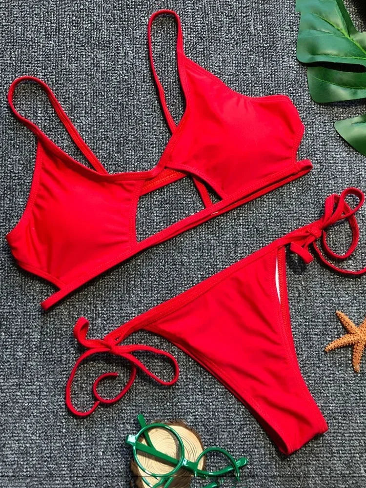 Sexy Hollow Out Micro Thong Bikini Women Swimwear Female Swimsuit Two-pieces Bikini Set Brazilian Bather Bathing Suit Swim Lady