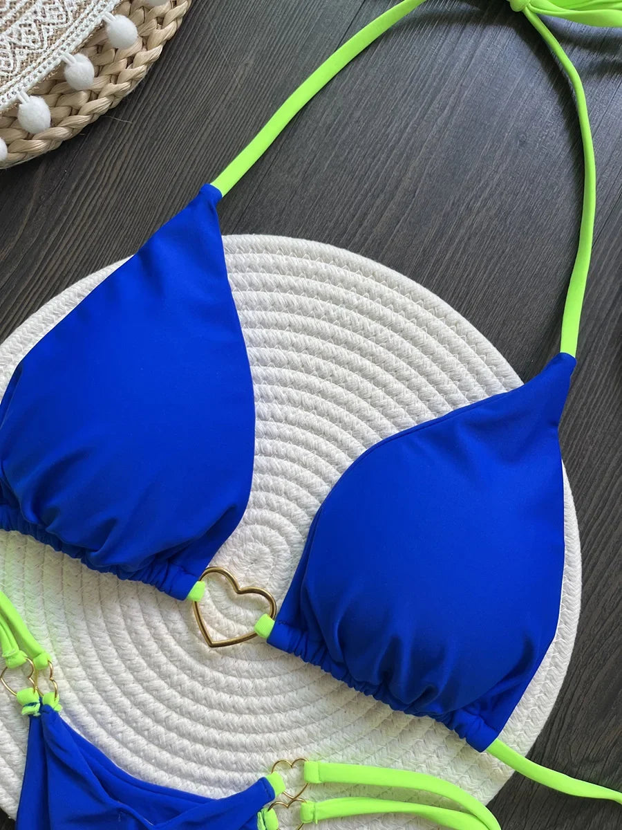 Heart-shaped Halter Micro Thong Bikini Female Swimsuit Women Swimwear Two-pieces Bikini Set Brazilian Bather Bathing Suit Swim