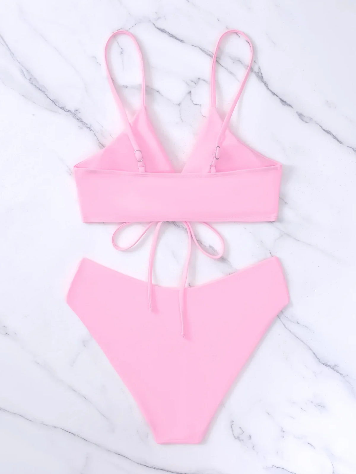 New Women's Swimsuit High Waist Two Piece Bikini Set Hollow Out V-neck Bandage Cross Backless Beach Swimwear Summer Bathing Suit
