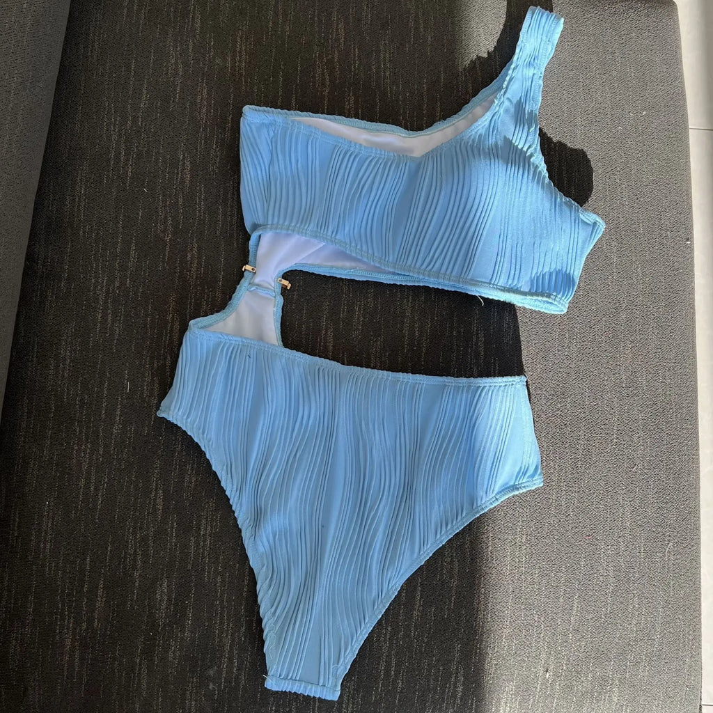 2026 Solid White One Piece Swimsuit Women Sexy Irregular Hollow Out Bikini One Shoulder Backless Monokini Summer Beach Swimwear