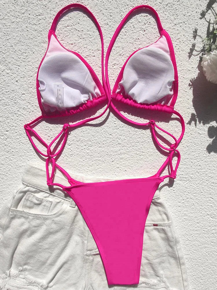 High Cut Out G String Female Swimwear One Piece Swimsuit Women Mini Micro Thong Monokini Bather Backless Bathing Suit Swim Wear