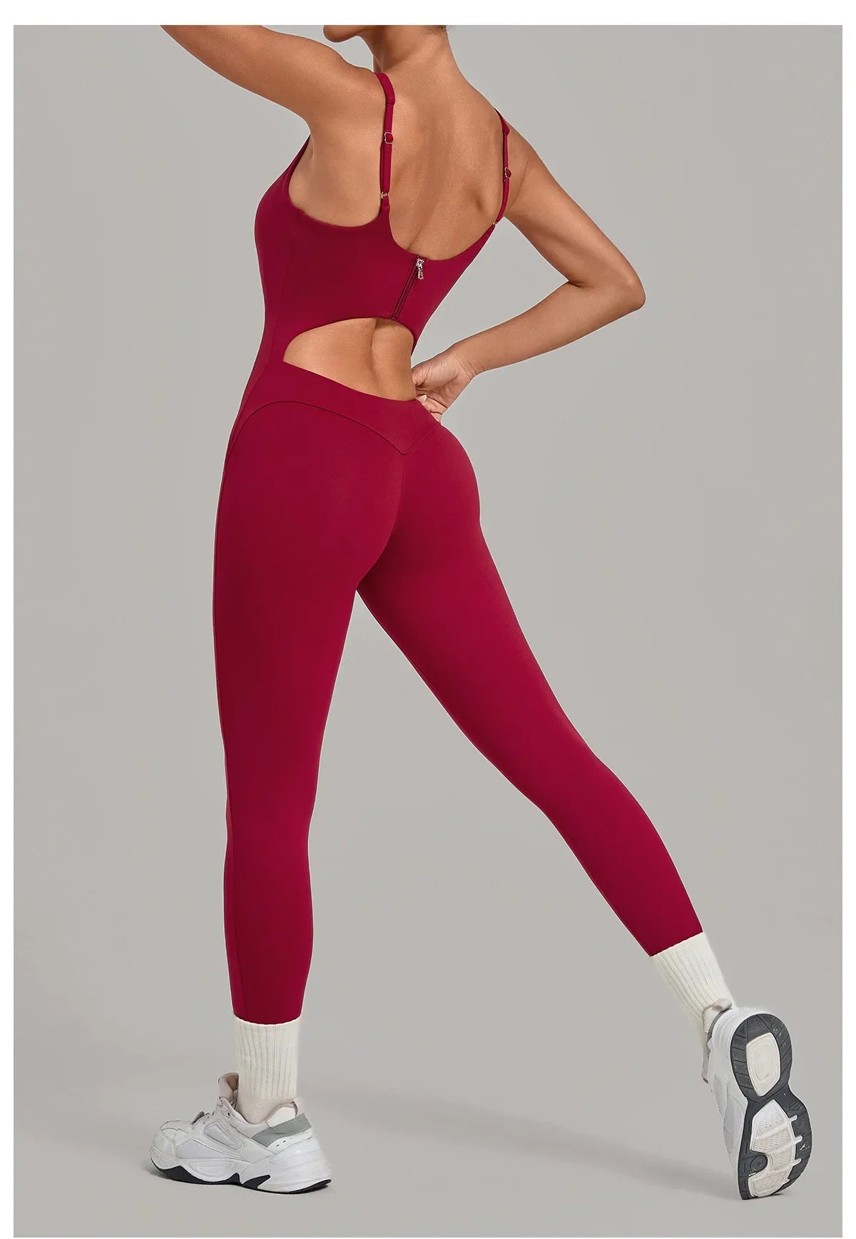 Summer Sports Overalls Women Gym High Stretch Back Zipper Yoga Jumpsuit Tight Hollow Out Slim Hip Lifting One Piece Bodysuit