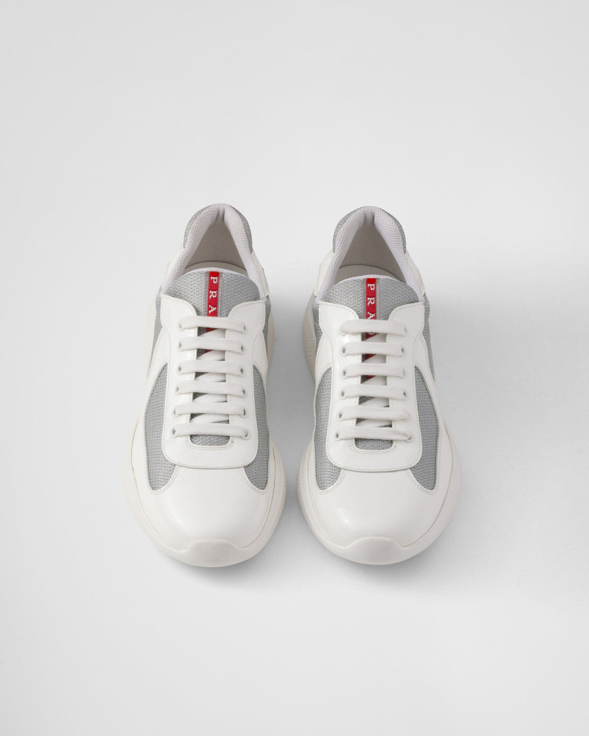 Patent leather and technical fabric Prada America's Cup sneakers 'Grey'
